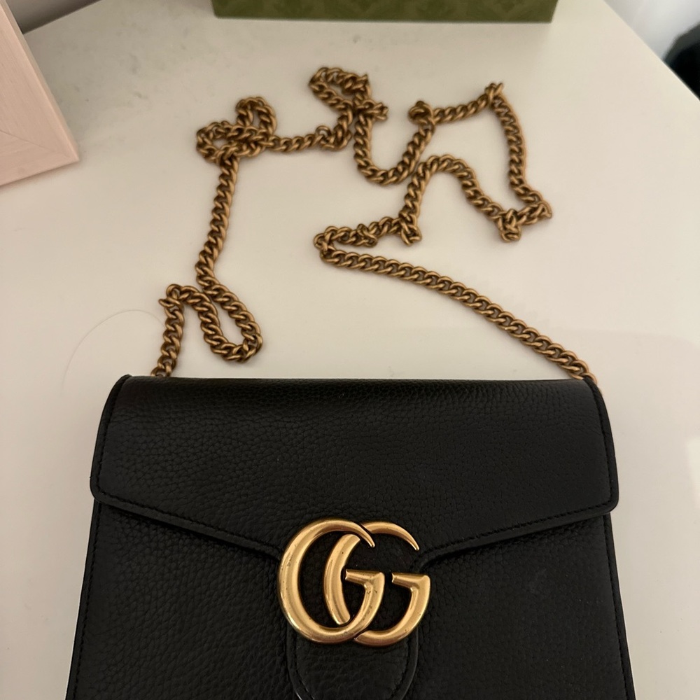 Gucci Marmont GG Chain Shoulder Bag (Black) - Picture 5 of 5